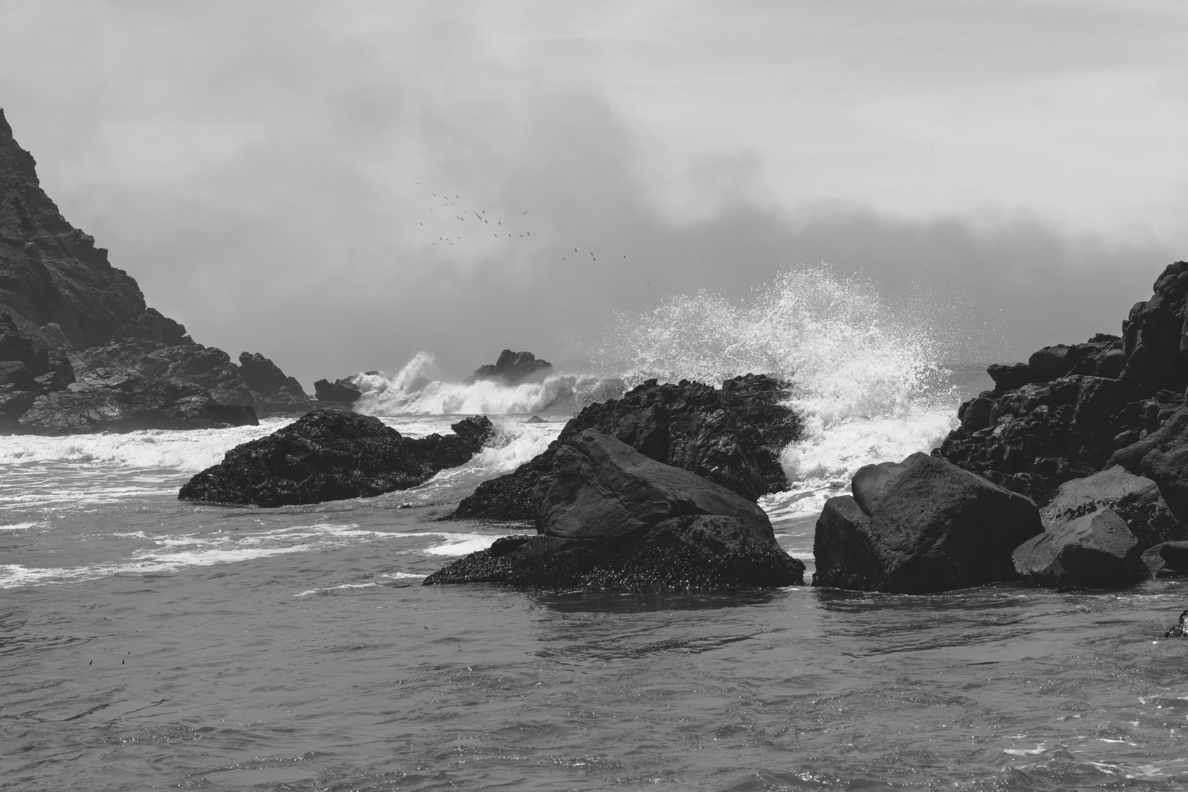 a person standing on a rock near the ocean