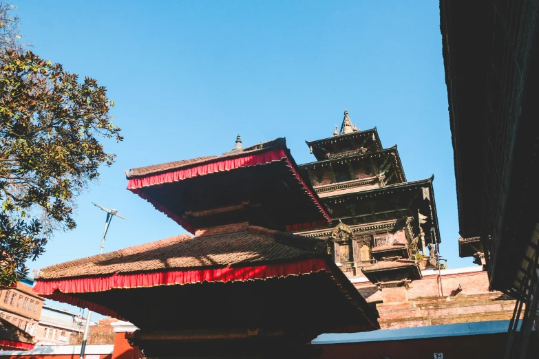 the architecture of old thai temples in an ancient setting