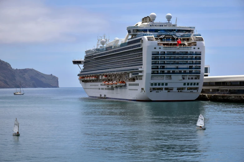 a cruise ship is in the middle of a large body of water