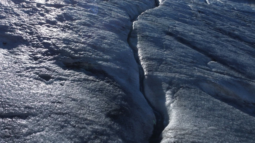 aerial view of an icy, icy landscape