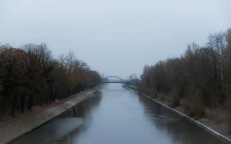 an image of a canal that looks straight ahead