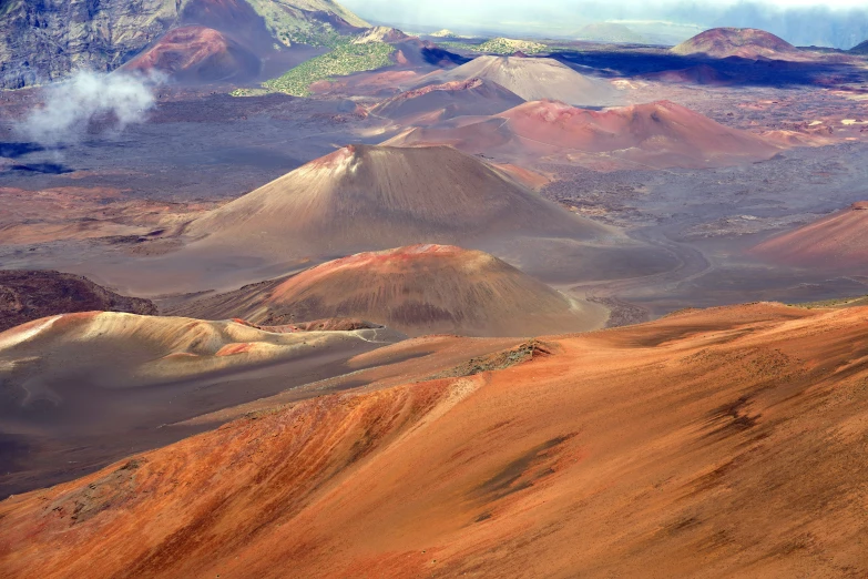 a view from the airplane of a landscape that looks very different