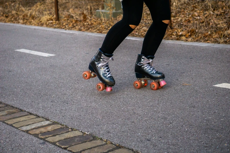 a person on a skate board in the street