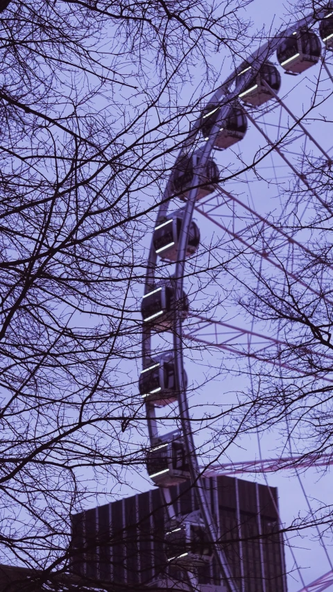 the ferris wheel on top of a tall building