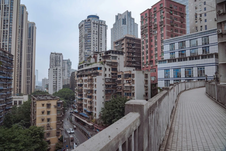 a street and buildings in a large city