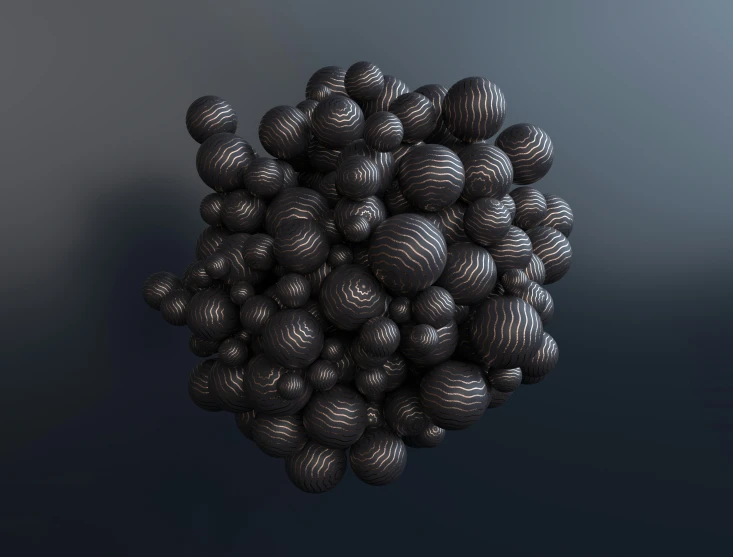 a large group of balls sits atop each other