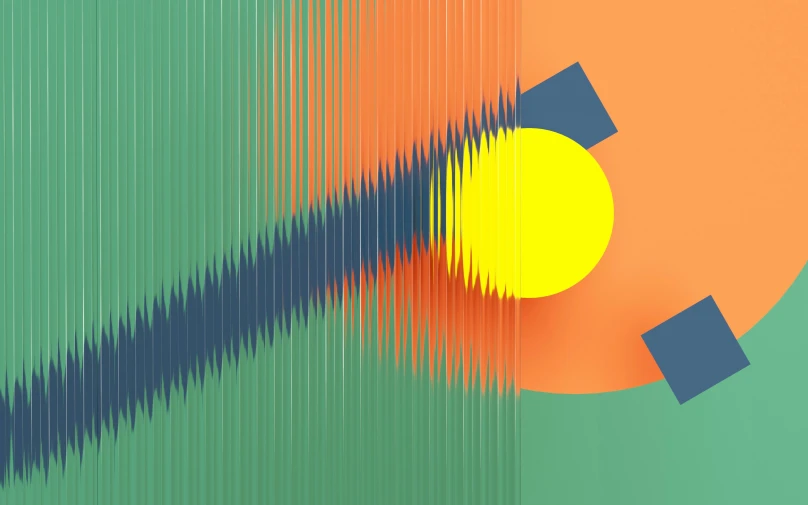 the image shows a color wave with an orange and green background