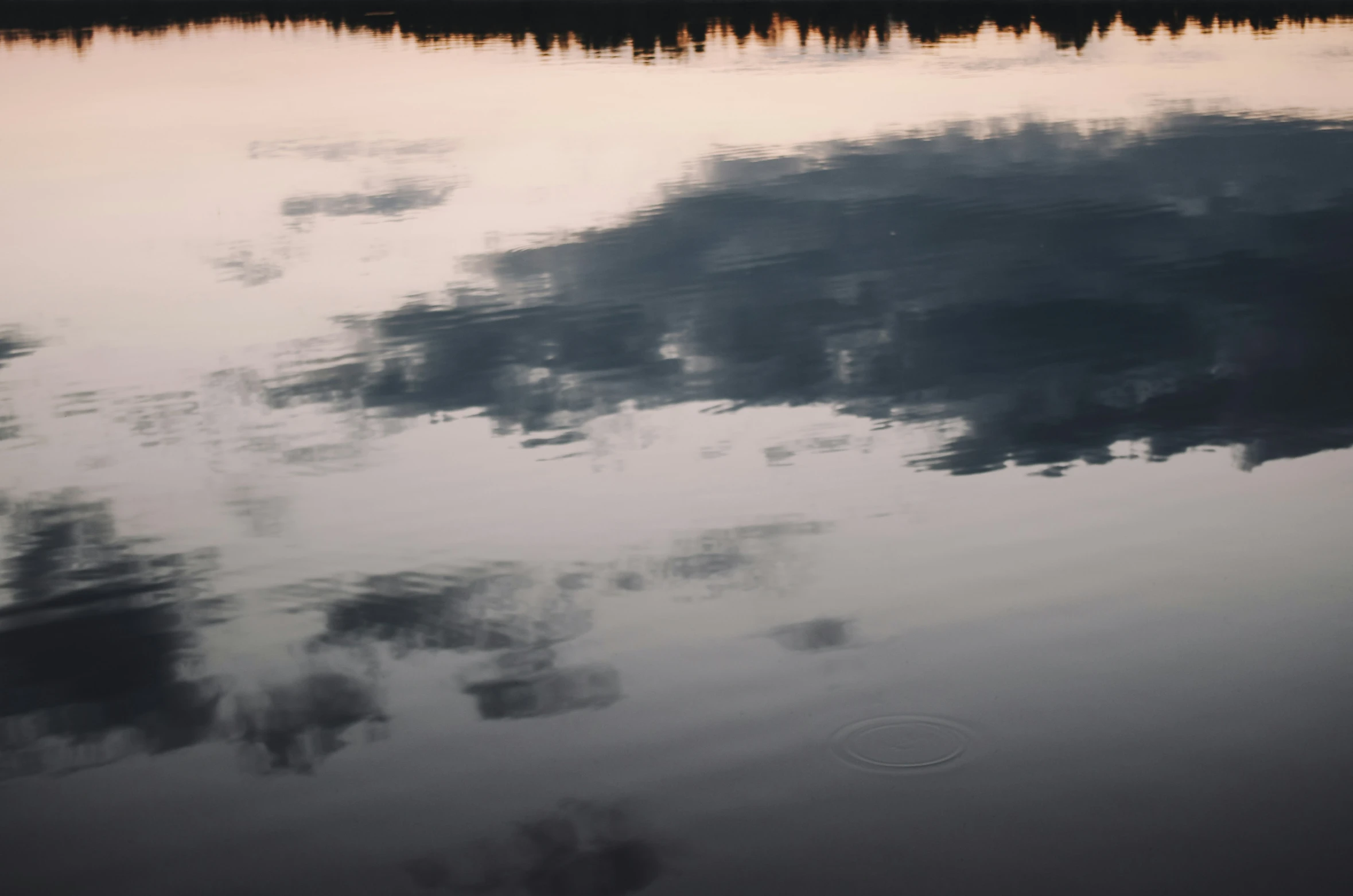 trees are reflecting in the water with sky reflected in the water