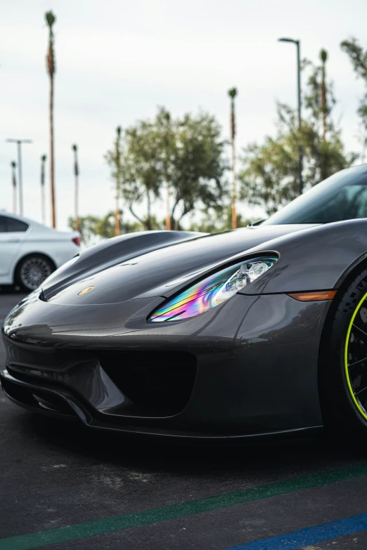 a black sports car parked on the street