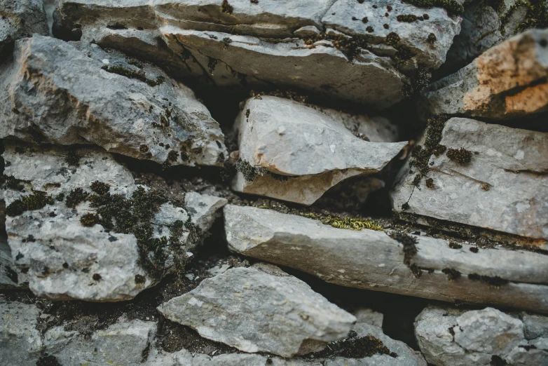 a bunch of rocks that are together with dirt