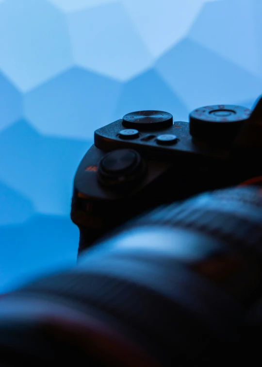 a camera is reflected in the mirror