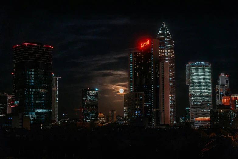 a large city skyline with high rises and a sky line