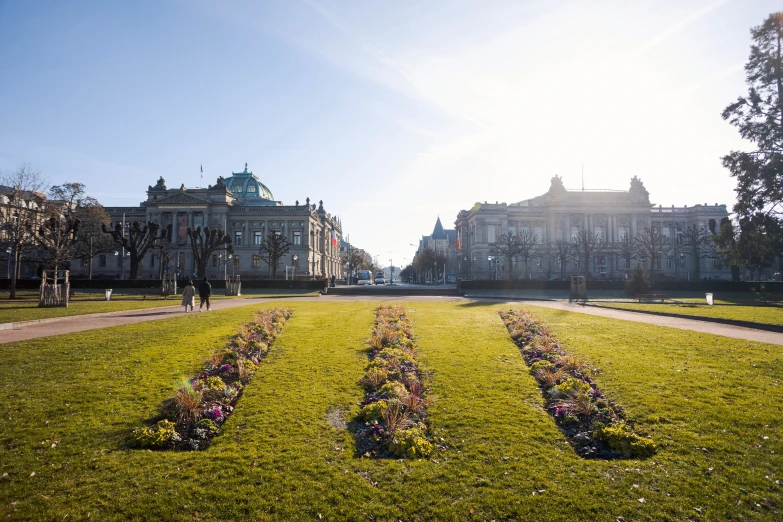 there is a large garden in the center of this park