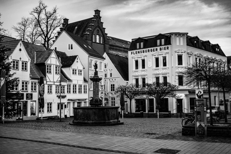 the old city streets have cobblestone sidewalks