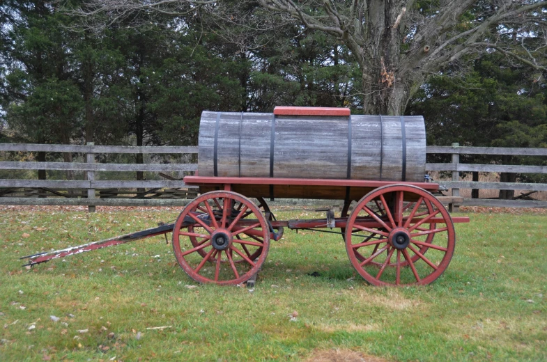 an old fashioned wagon sits in the field