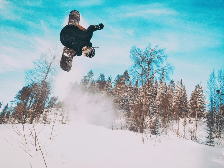 a man on a snow board in the air