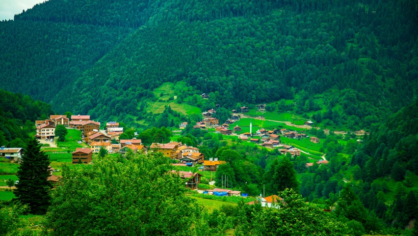 a village nestled on the side of a mountain