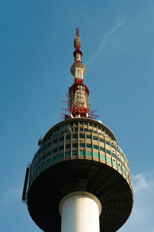 the top of a tower on a clear day