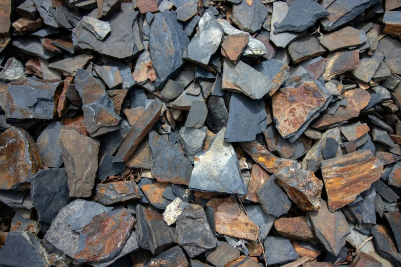 a close - up of large pieces of broken stone