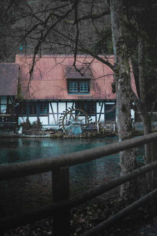 a house with a bicycle parked next to it