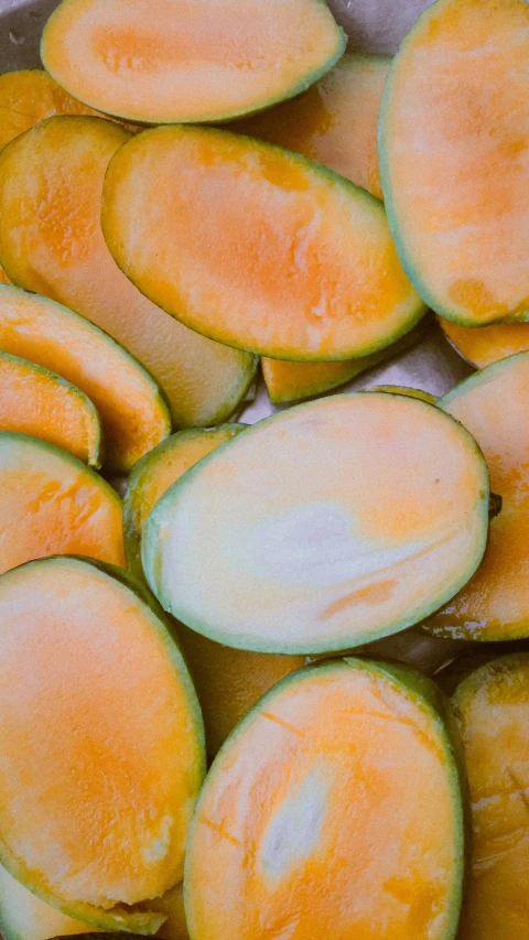 a close up picture of peeled peeled squash