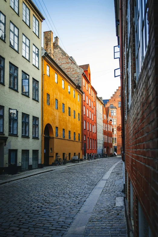 a picture of several different colored buildings in the same place