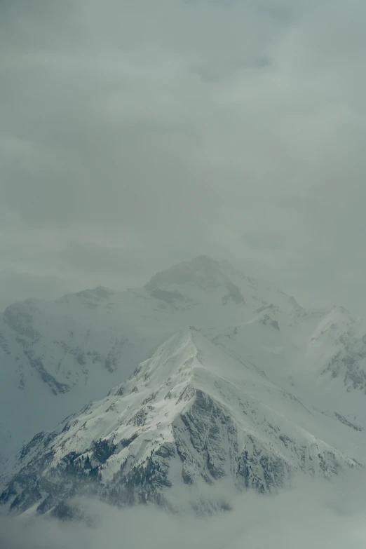 a plane is flying past some snowy mountains