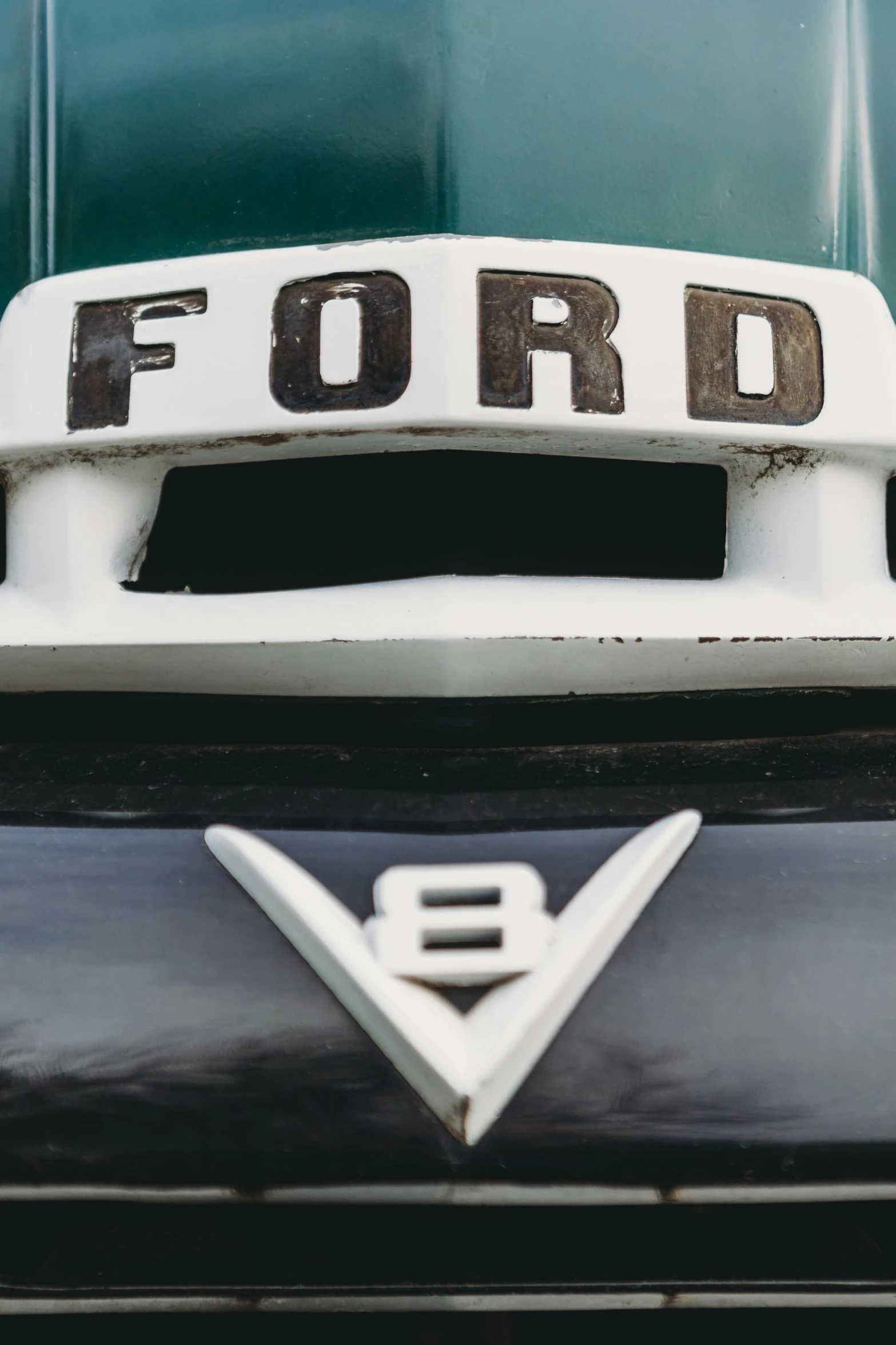 the emblem of a ford vehicle on the hood