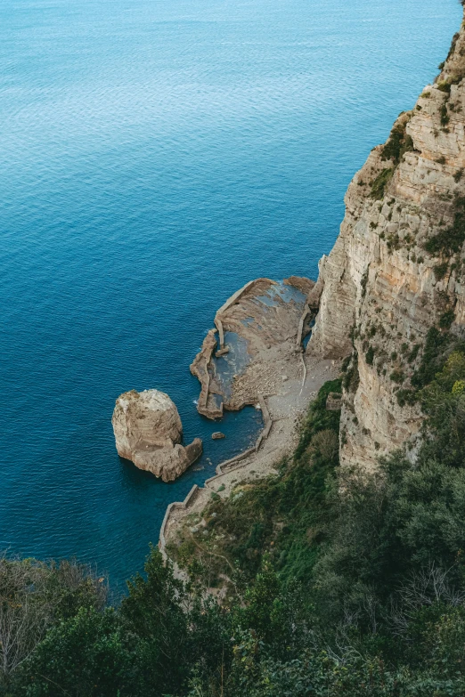 view of the ocean from atop the cliff