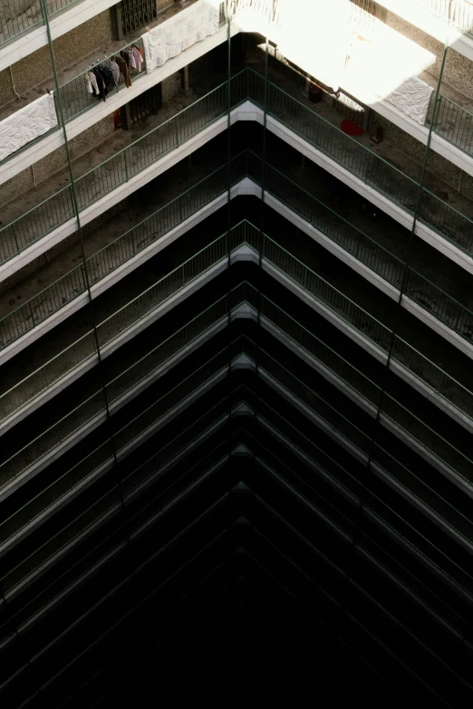 looking down at a metal roof and a clock