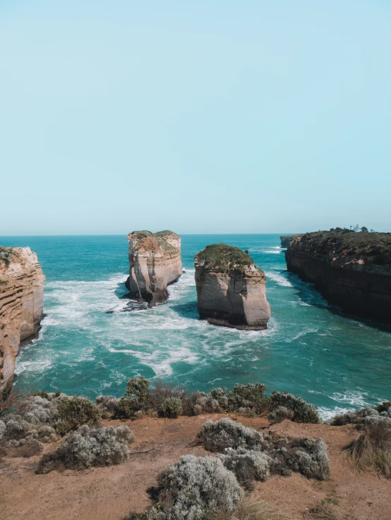 a scenic view of water and land from above