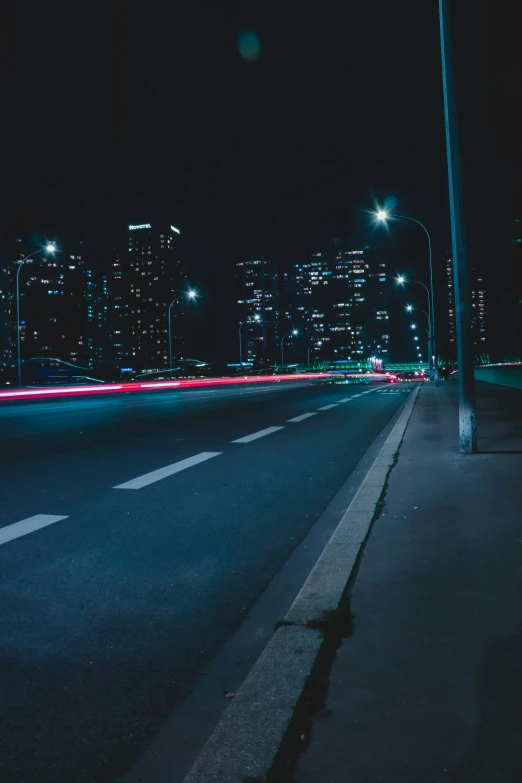 night s of highway in large city with traffic