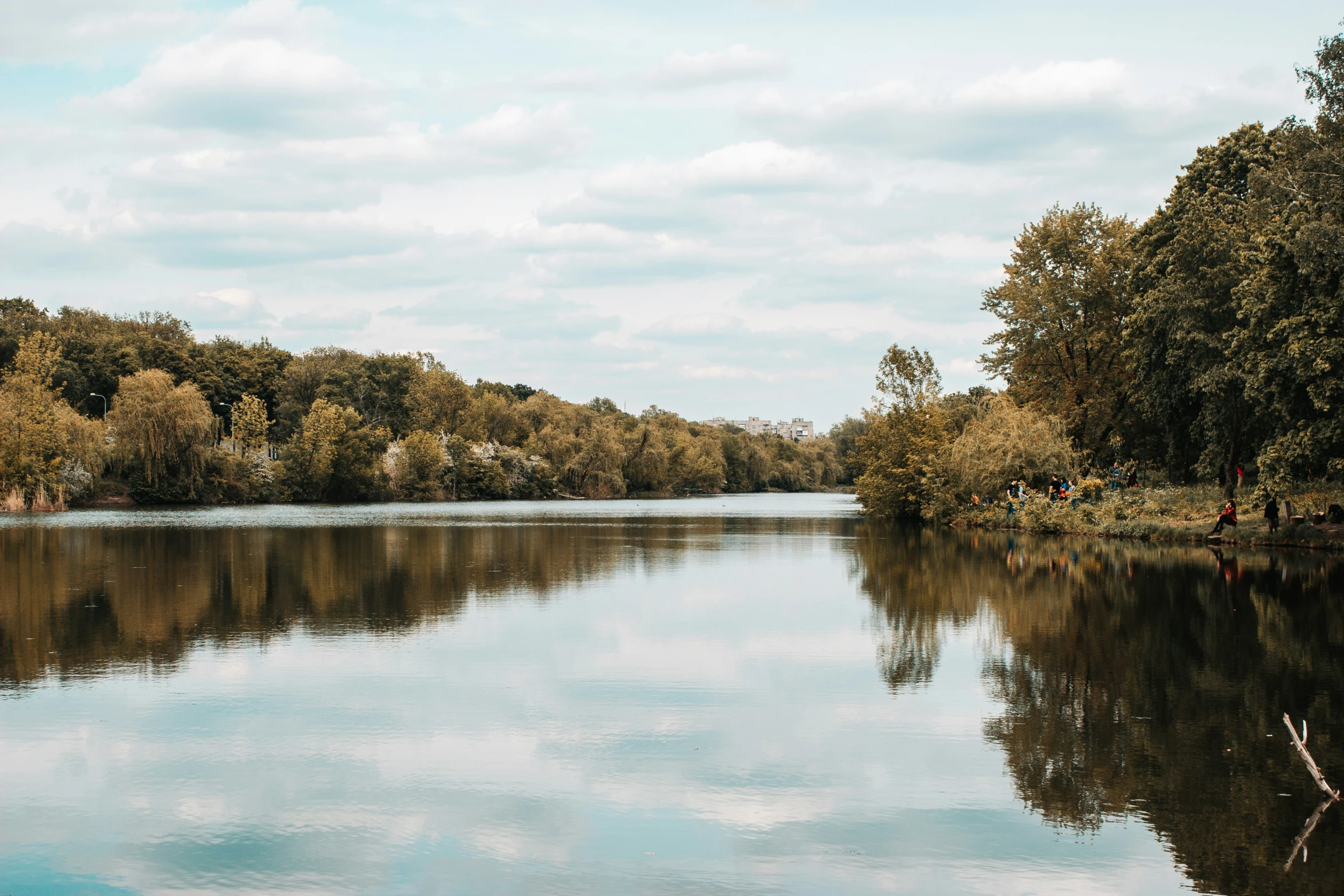 there is a long calm lake in the middle of nowhere