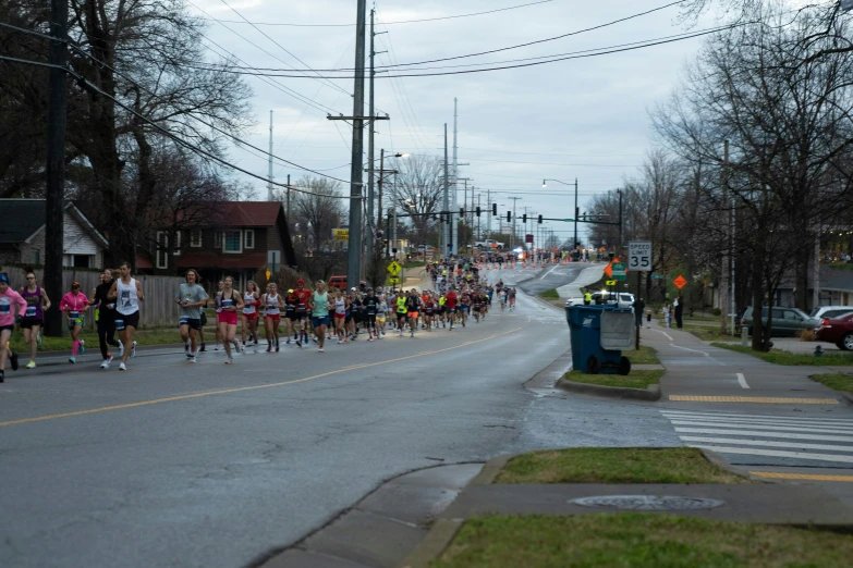 there is a marathon that is going by on the street