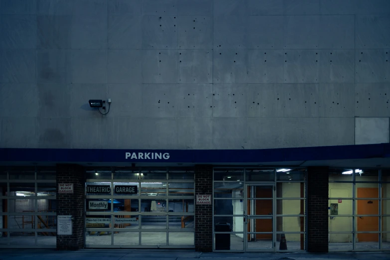 a parking garage on the side of a building