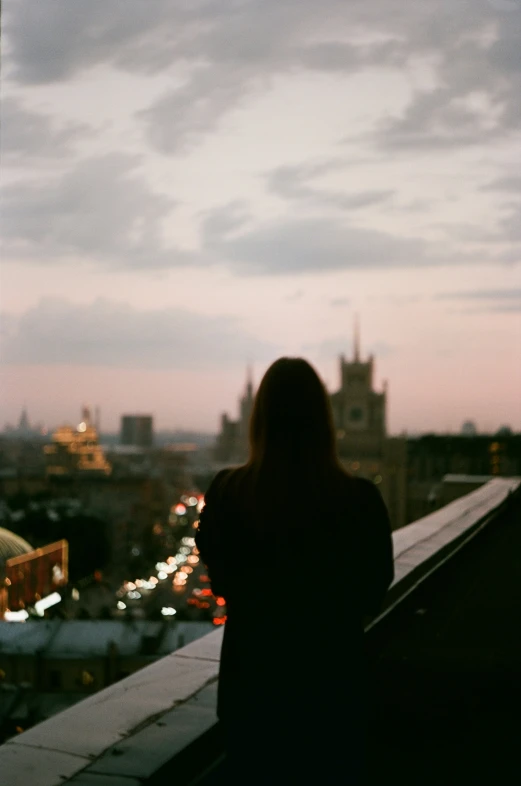 a person with the skyline in the background