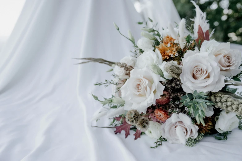 a close up view of a bouquet with flowers