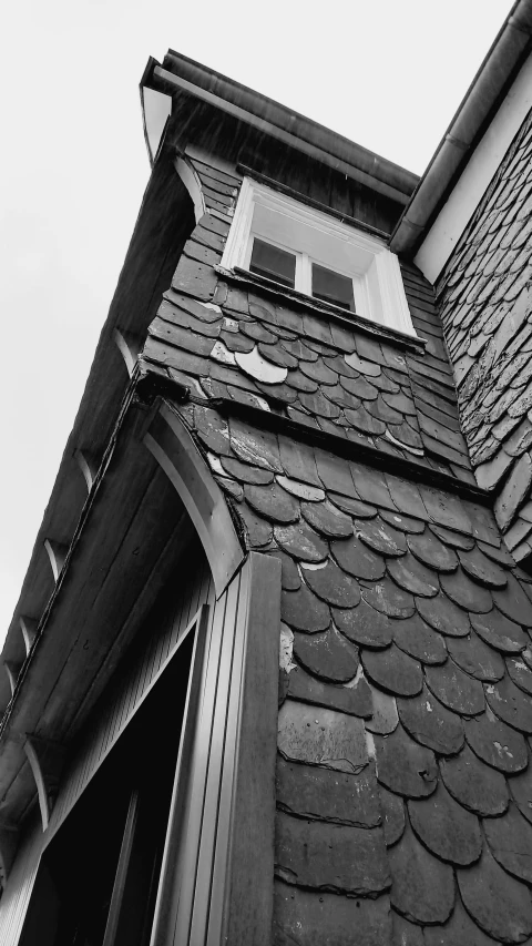 a window on the corner of a building