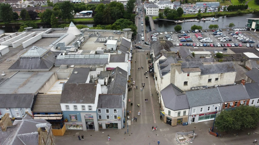 a small, quaint town with an old brick clock tower