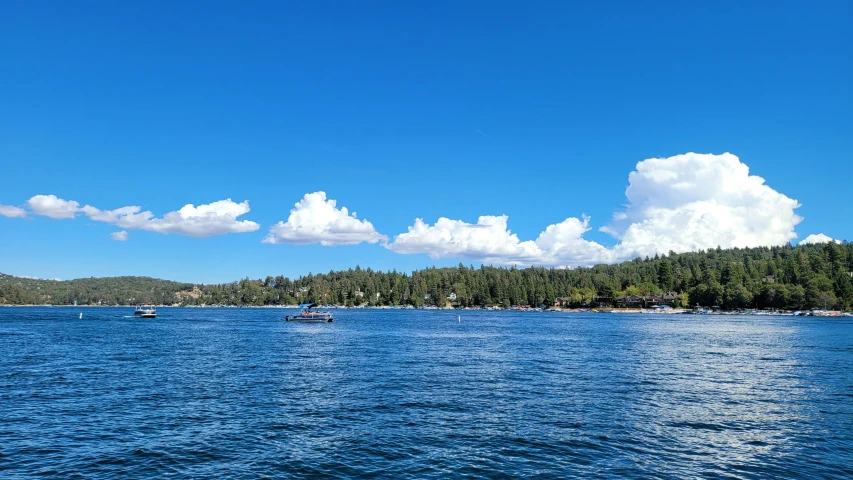 the boat is out on the open water