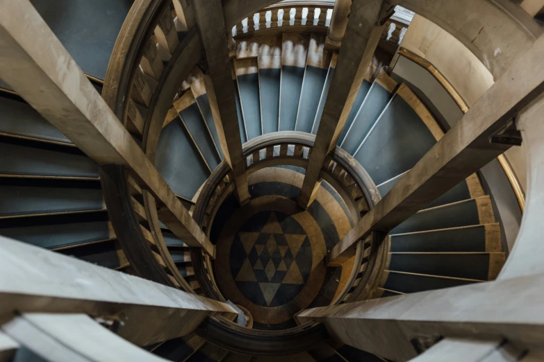 this is an aerial view of stairs from the top