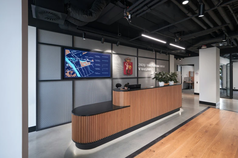 a very clean and organized reception area for a company