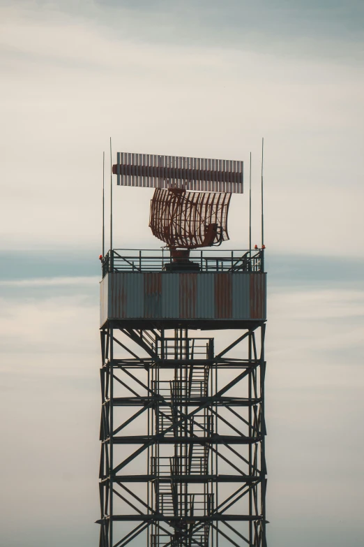 a view of a tower top with a boat on top