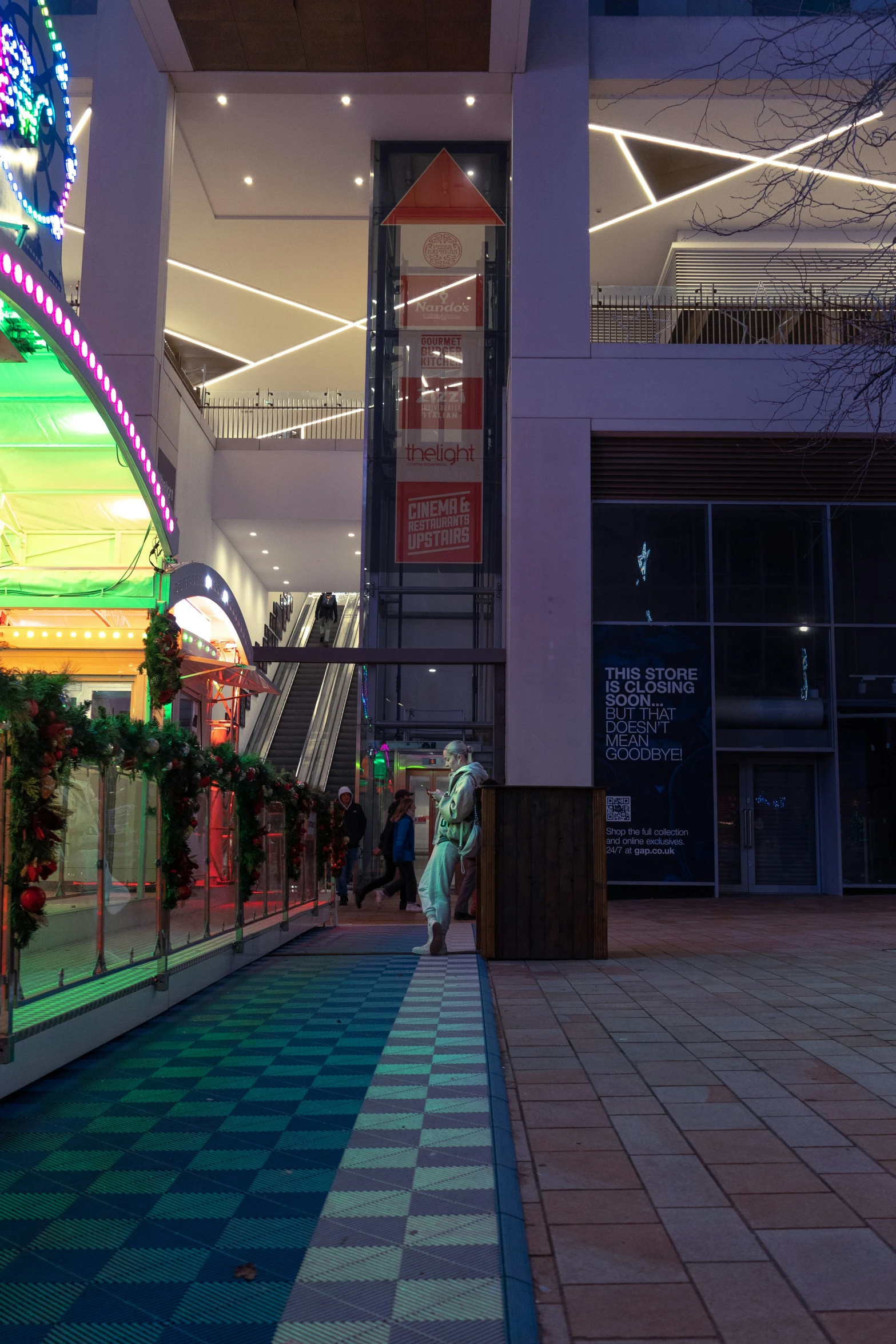 this is an image of a mall at night