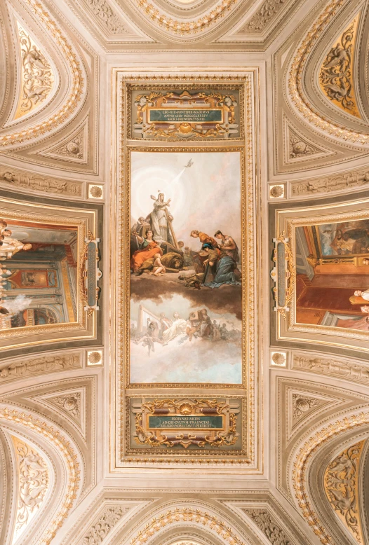 painting on ceiling of historical art in a building