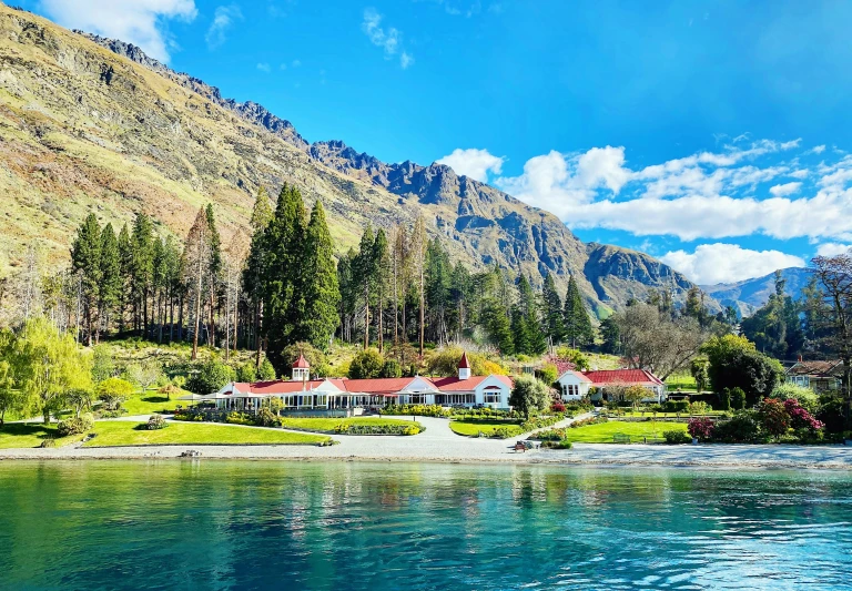 a mountain town by the water is very scenic