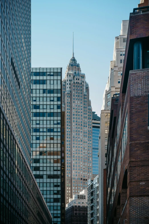 the large buildings have different lines on them