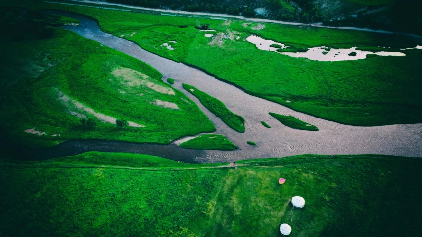 a landscape that has grass on both sides