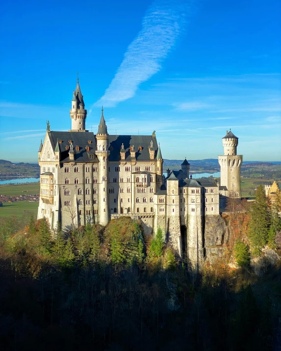 an ancient castle sits in the middle of nowhere