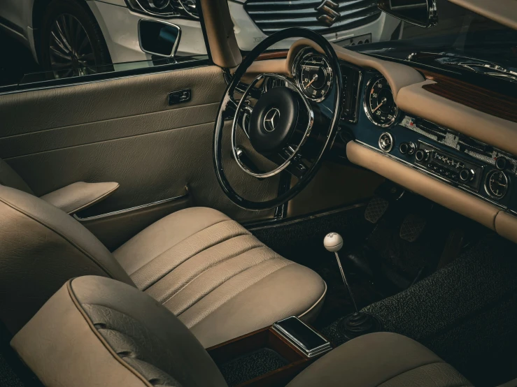 a dashboard and steering wheel inside a vehicle